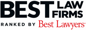 Awards badge for Best Law Firms Ranked by Best Lawyers Best Law Firms logo featuring the word ‘BEST’ in large, bold black letters, with ‘LAW FIRMS’ to the right. Below, the words ‘RANKED BY’ appear in smaller black letters, followed by ‘Best Lawyers’ in red serif lettering