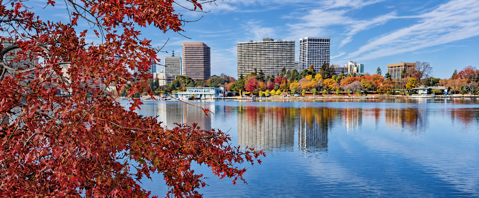Autumn Waterfront Skyline Reflections